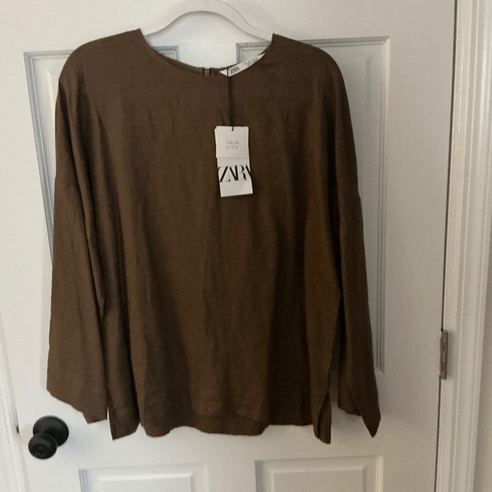 Zara Brown long sleeve tunic new with tags size Large